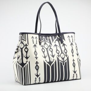 RARE - Tory Burch Kerrington Striped Seafaring Navy White Marine Tote